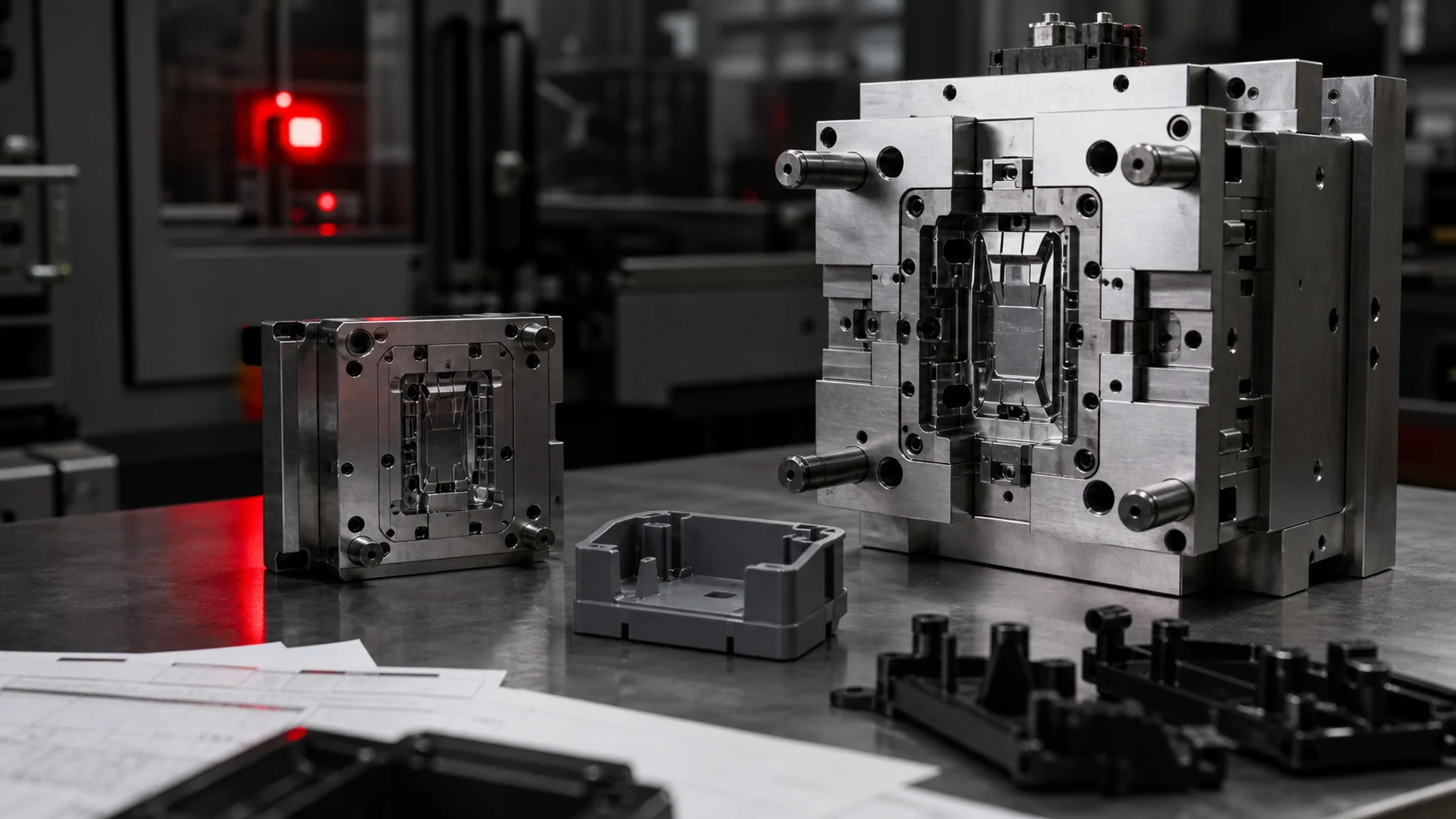 Molde prototipo y molde de serie con pieza plástica validada